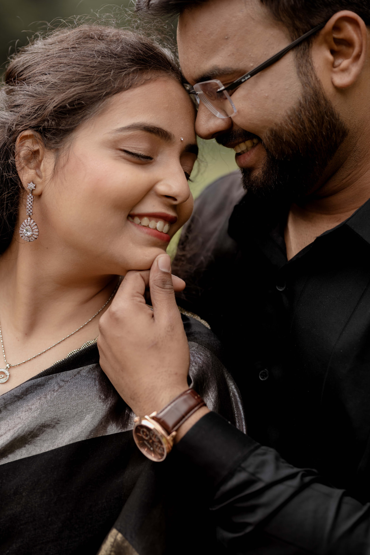 The couple smiling